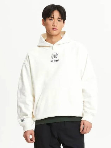 NBN0E42923 UNI brushed hoodie CREAM - NEW BALANCE - BALAAN 1