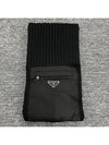 Triangle Logo Zipper Pocket Muffler Black - PRADA - BALAAN 4