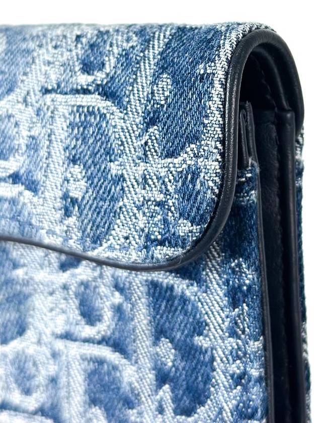 Dior Oblique Jacquard Saddle Accordion Card Holder Wallet Denim Blue - DIOR - BALAAN 5