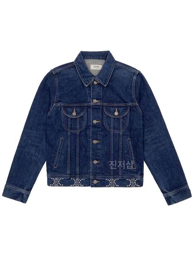 Trucker Cotton Denim Jacket Navy - CELINE - BALAAN 2