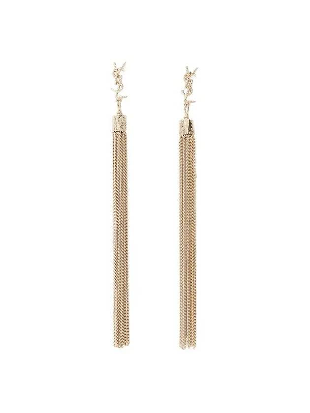 Monogram Chain Tassel Loulou  Earrings Gold - SAINT LAURENT - BALAAN 3