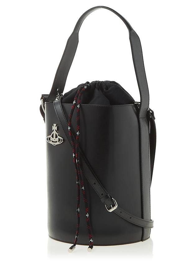 Drawstring Buckle Leather Bucket Bag Black - VIVIENNE WESTWOOD - BALAAN 3