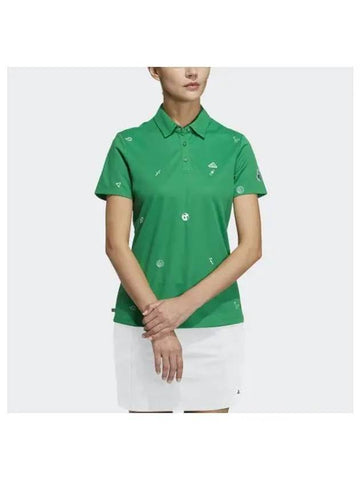 adidas GOLF Play Green Monogram Polo Shirt HT6875 - ADIDAS GOLF - BALAAN 1