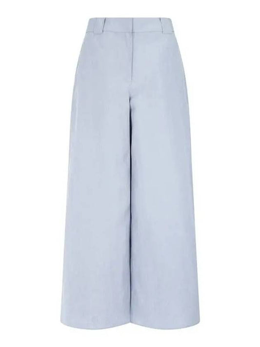 Women s Bold Loop Wide Linen Pants Blue - EMPORIO ARMANI - BALAAN 1