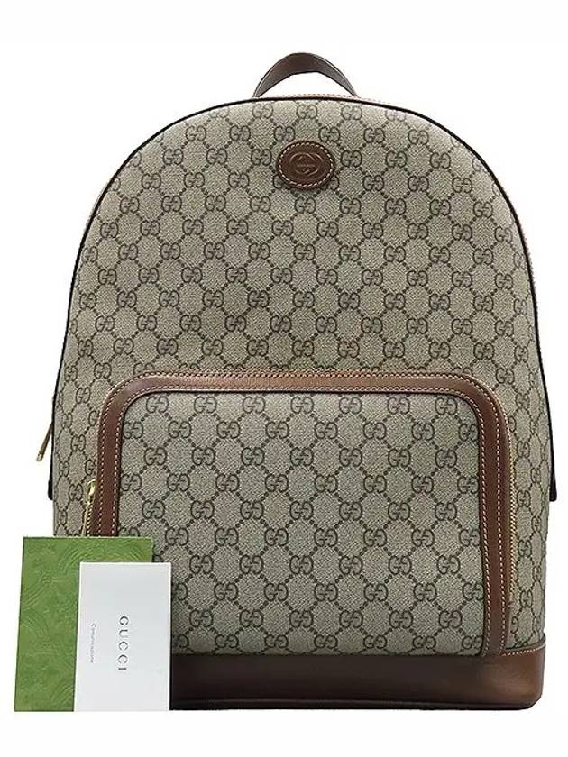 704017 GG Logo Supreme PVC Interlocking G Backpack - GUCCI - BALAAN 1