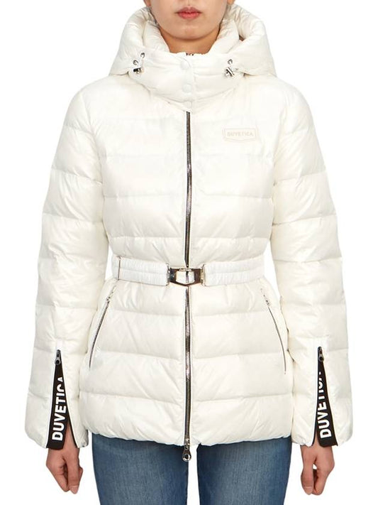 Women s goose down padded jacket Pigna belted hoodie VDDJ25235 WHS - DUVETICA - BALAAN 2