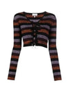 Striped Merino Rib Crop Cardigan - GANNI - BALAAN 2