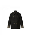 Golden Trim Wool Pea Coat Black - LOUIS VUITTON - BALAAN 1