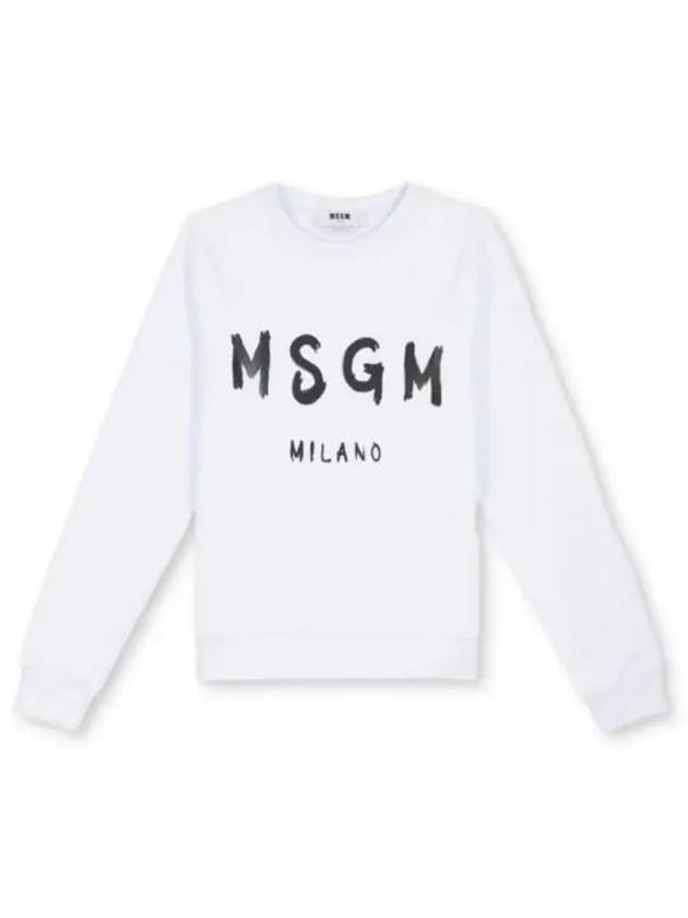 Women's Brushed Logo Crew Neck Sweatshirt White - MSGM - BALAAN 2