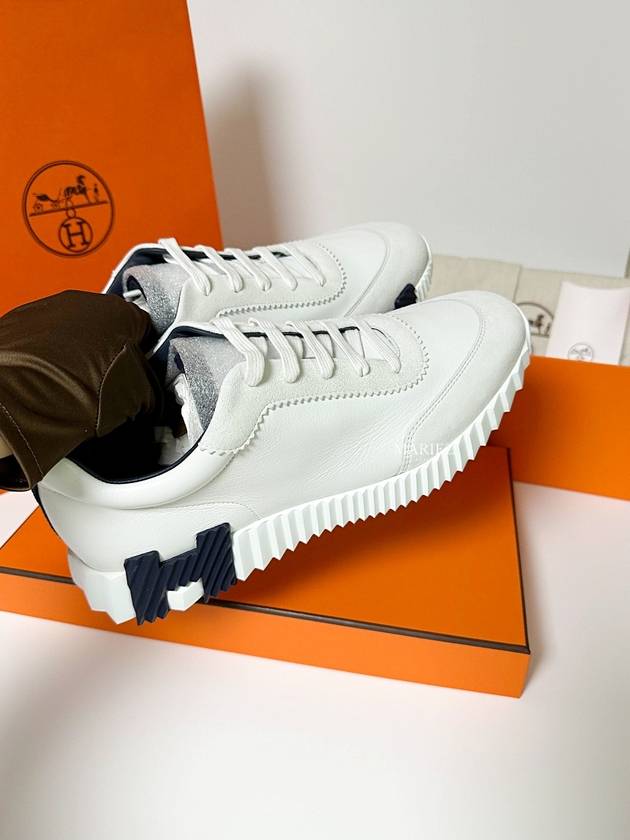 Bouncing Sneakers Calfskin Suede Goatskin Blanc - HERMES - BALAAN 4