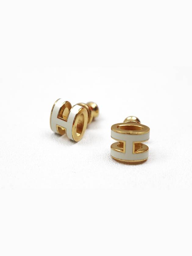 Mini Pop Ache Gold Blanc Earrings H608002 - HERMES - BALAAN 1