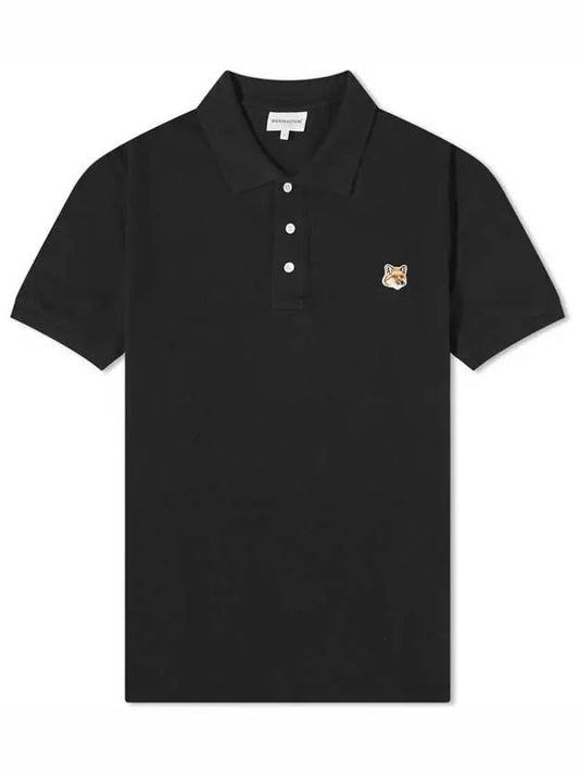 Fox Head Patch Cotton Polo Shirt Black - MAISON KITSUNE - BALAAN 2