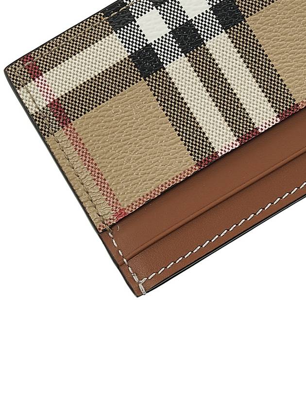 Check Print Leather Card Holder Beige - BURBERRY - BALAAN 8