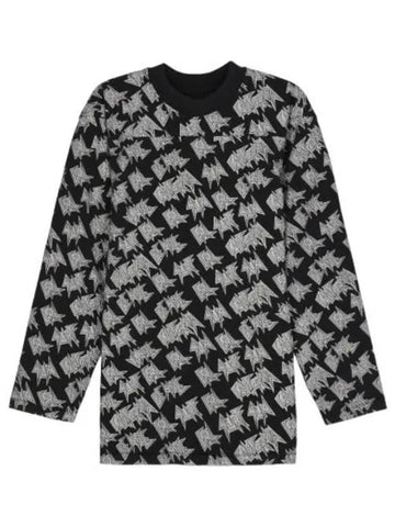 Allover Print Long Sleeve T Shirt Black - ERL - BALAAN 1