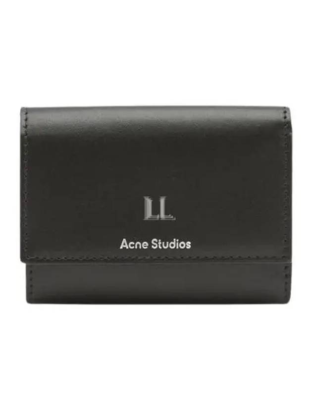 Logo Tri-Fold Leather Half Wallet Black - ACNE STUDIOS - BALAAN 2