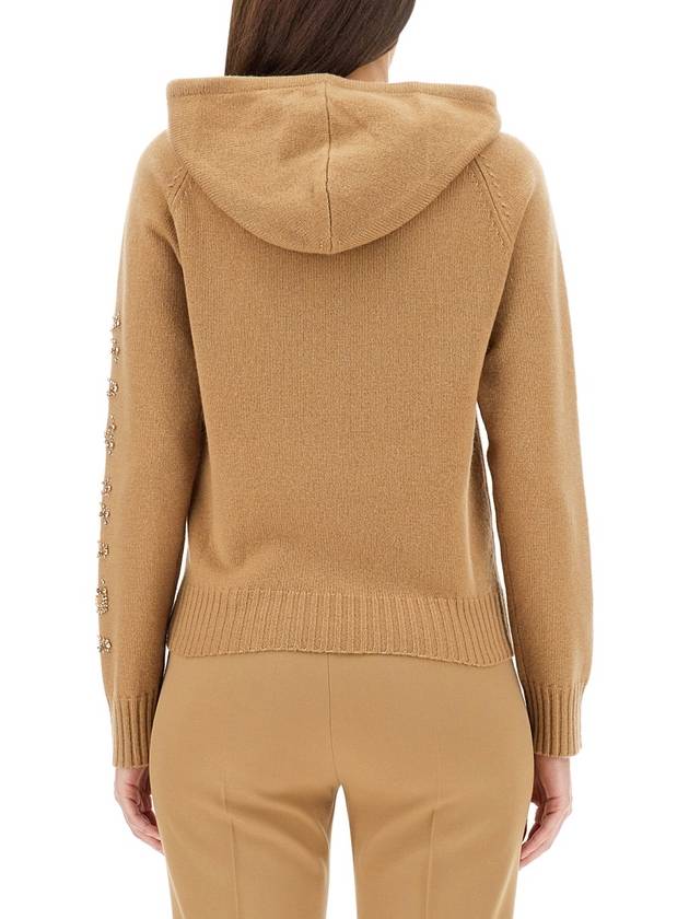 Women's Ananas Wool Cashmere Knit Hoodie Camel - MAX MARA - BALAAN 4