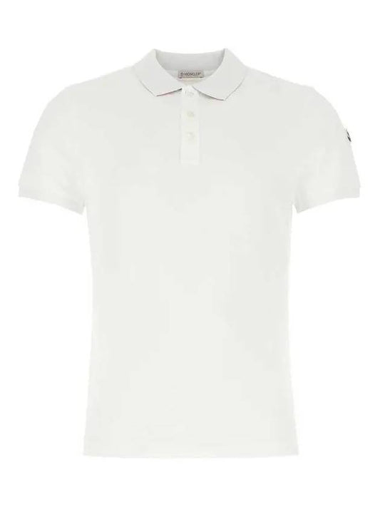 Neck Logo Patch Print Polo Shirt White - MONCLER - BALAAN 2