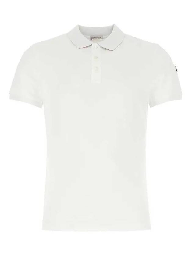 Neck Logo Patch Print Polo Shirt White - MONCLER - BALAAN 3