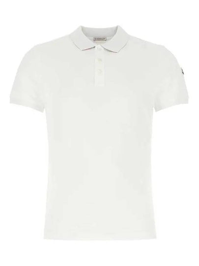 Neck Logo Patch Print Polo Shirt White - MONCLER - BALAAN 2