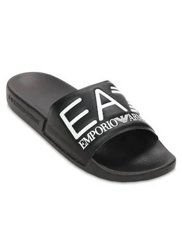 EA7 Embossed Logo Flat Slippers Black - EMPORIO ARMANI - BALAAN 2