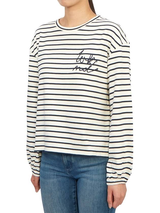 Kansas Puff Sleeve Striped Cotton Long Sleeve T-shirt Ivory - MAX MARA - BALAAN 3