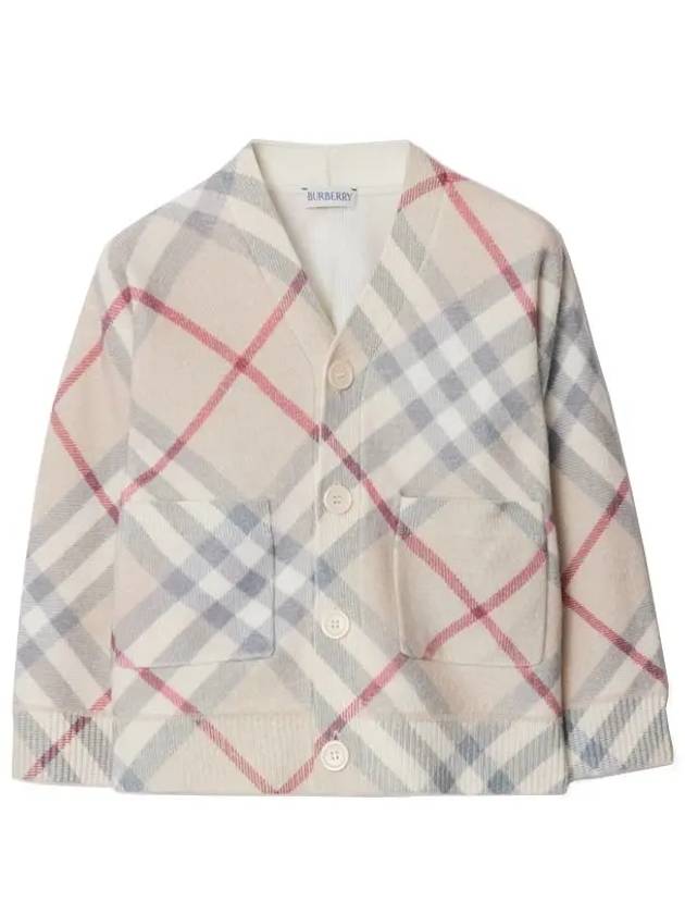 Kids Check Wool Cardigan Pale Stone - BURBERRY - BALAAN 2