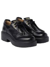 Logo Lace Up Brushed Leather Derby Black - MIU MIU - BALAAN 2