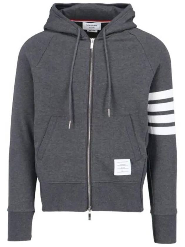 Engineered 4 Bar Diagonal Zip Up Hoodie Dark Grey - THOM BROWNE - BALAAN 2