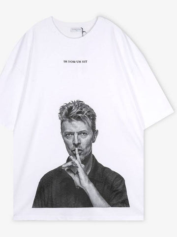 Men s David Bowie Silent White Short Sleeve T Shirt NUS19216 001 - IH NOM UH NIT - BALAAN 1