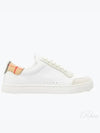 Leather Suede Check Cotton Low Top Sneakers White - BURBERRY - BALAAN 2