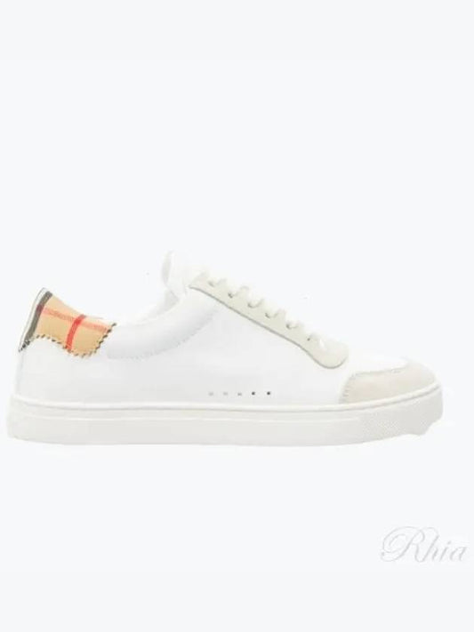 Leather Suede Check Cotton Low Top Sneakers White - BURBERRY - BALAAN 2