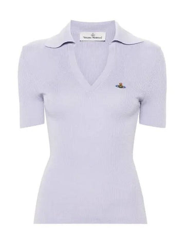 Marina Polo Knit Top Purple - VIVIENNE WESTWOOD - BALAAN 1