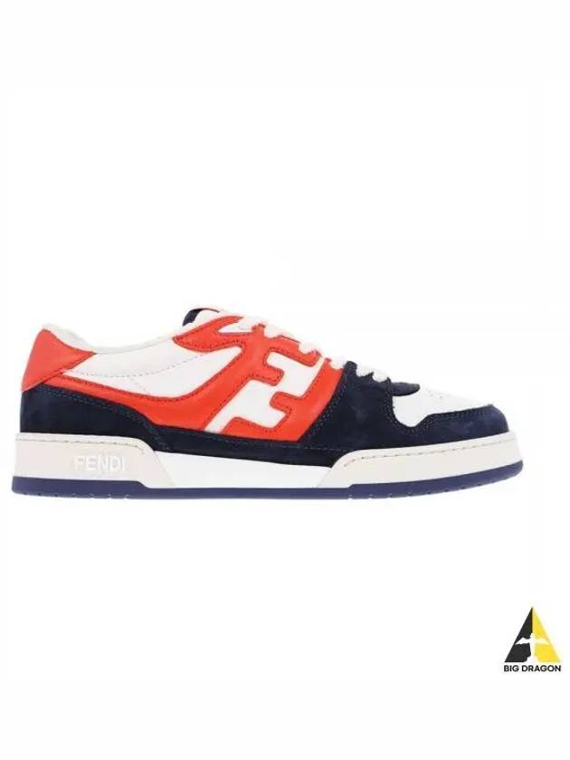 Match Suede Low Top Sneakers Blue Orange - FENDI - BALAAN 2