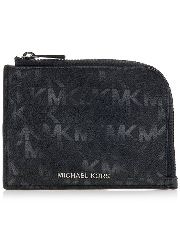 Hudson Logo 2-in-1 Canvas Card Wallet Black - MICHAEL KORS - BALAAN 3