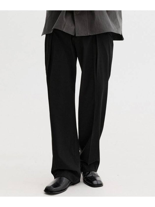 Two-tuck semi-wide slacks black - THEN OUR - BALAAN 2