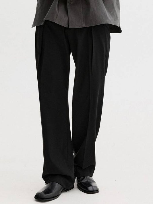 Two-tuck semi-wide slacks black - THEN OUR - BALAAN 1