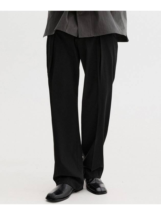 Two-tuck semi-wide slacks black - THEN OUR - BALAAN 1