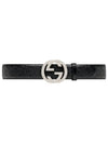 Men's Interlocking G Signature Leather Belt Black - GUCCI - BALAAN 2