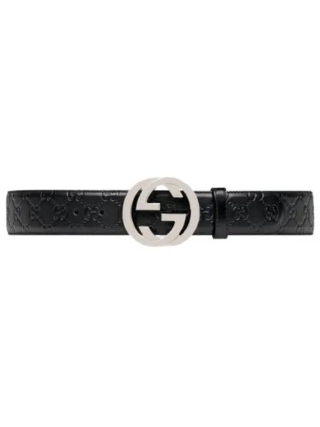 Men's Interlocking G Signature Leather Belt Black - GUCCI - BALAAN 2