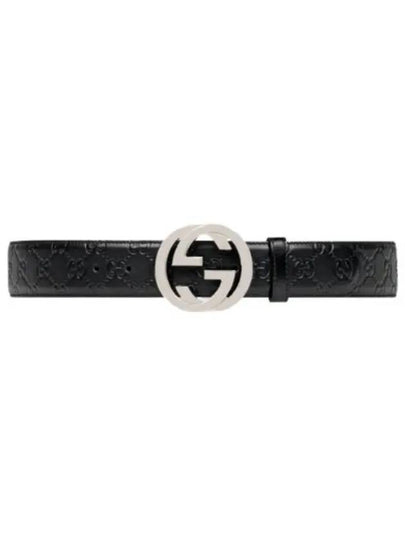 Men's Interlocking G Signature Leather Belt Black - GUCCI - BALAAN 2