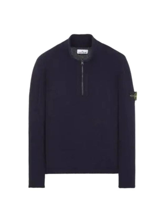 Wappen Patch Lambswool Half-Zip Knit Top Navy - STONE ISLAND - BALAAN 2