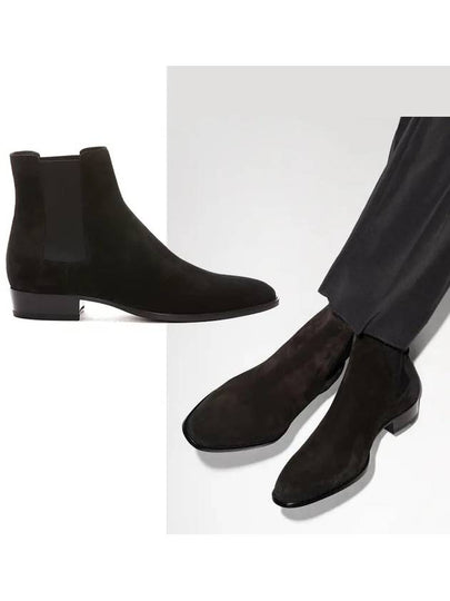 Suede Classic Wyatt Chelsea Boots Black - SAINT LAURENT - BALAAN 2