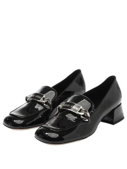 Metal Logo Patent Loafer Heels Black - MIU MIU - BALAAN 2