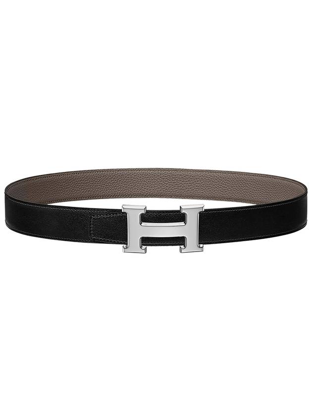 Silver Hardware 32mm Leather Belt Black - HERMES - BALAAN 2