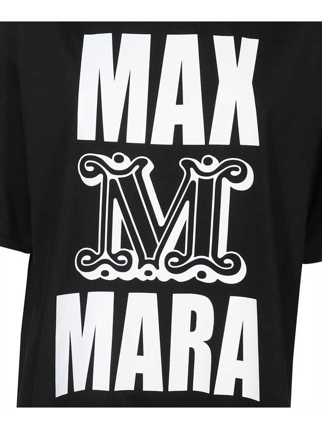 Carlo Logo Cotton Short Sleeve T-Shirt Black - MAX MARA - BALAAN 4