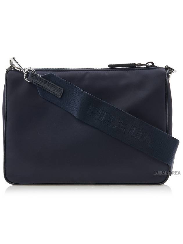 Re-Nylon Saffiano Leather Shoulder Bag Navy - PRADA - BALAAN 4