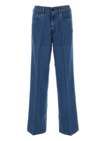 Miu logo embroidered straight leg denim jeans - MIU MIU - BALAAN 1