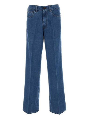 Miu logo embroidered straight leg denim jeans - MIU MIU - BALAAN 1