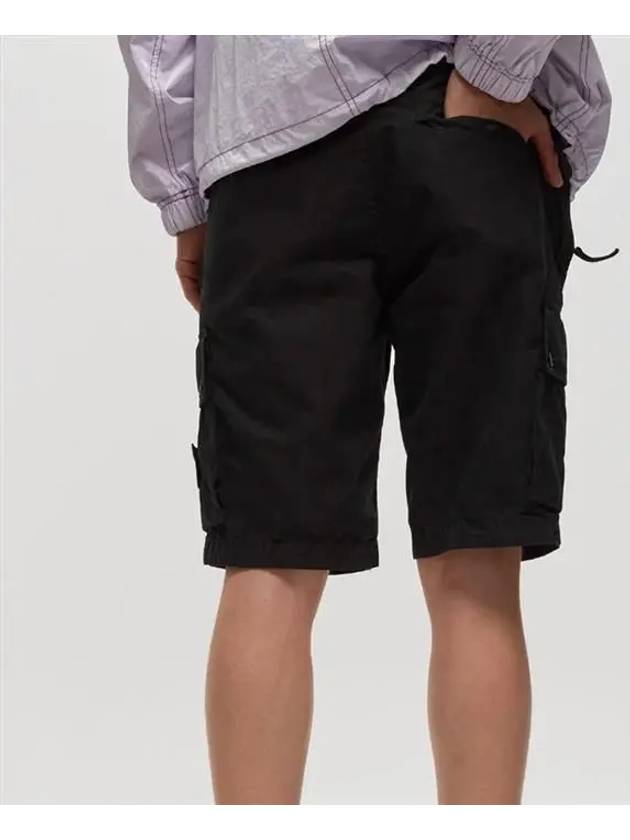 Men's Logo Patch Cargo Bermuda Shorts Black - STONE ISLAND - BALAAN 4