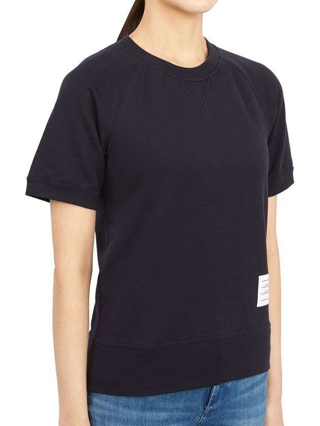 Women's Loopback Cotton Short Sleeve T-Shirt Navy - THOM BROWNE - BALAAN 4